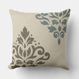 Coussin Papier Damassé Art I Brun Sable-Teinte Grise
