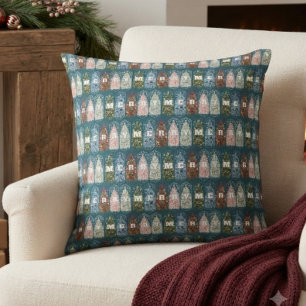 Coussin Papier d'emballage Arbres Décorés Oiseaux d'Hiver