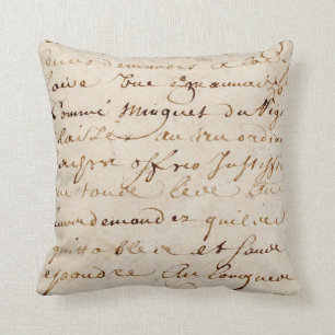 Coussin papier parcheminé grunge de manuscrit français