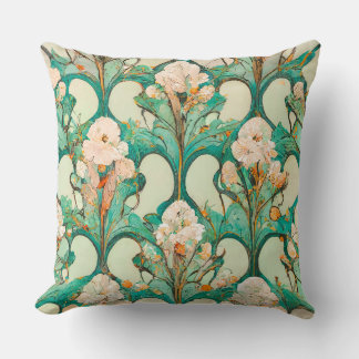 Coussin Papier peint à motifs floraux Style Art Nouveau