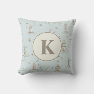 Coussin Papier Peint Phare Toile Pour Nursery   Monogramme