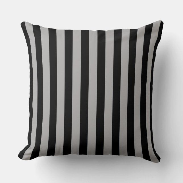 Coussin papier peint vertical gris rayures noires (Recto)