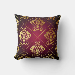 Coussin Papier peint Vintage Maroon Gold Orament