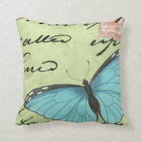 Papillon à ailes bleues sur carte postale Turquois