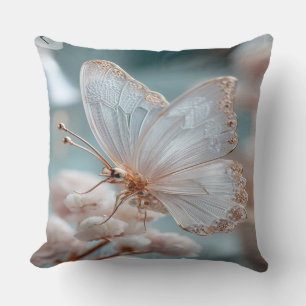 Coussin Papillon blanc et doré - Elégant Floral Home Ac