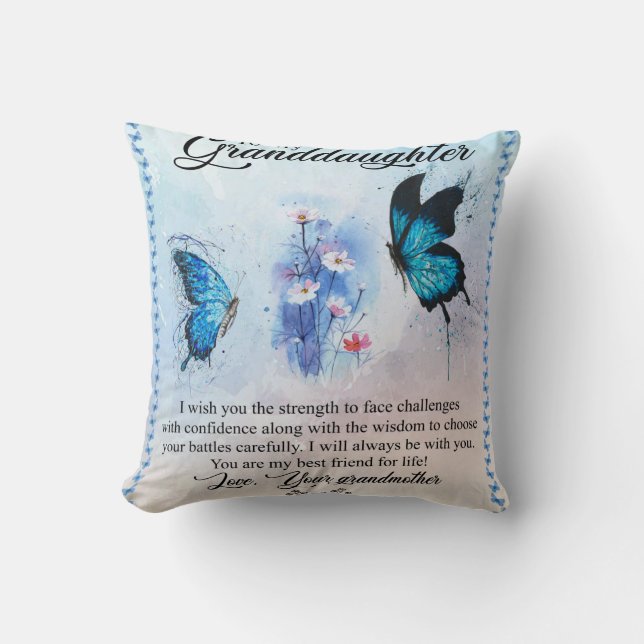 Coussin Papillon blanc personnalisé à ma petite-fille (Recto)