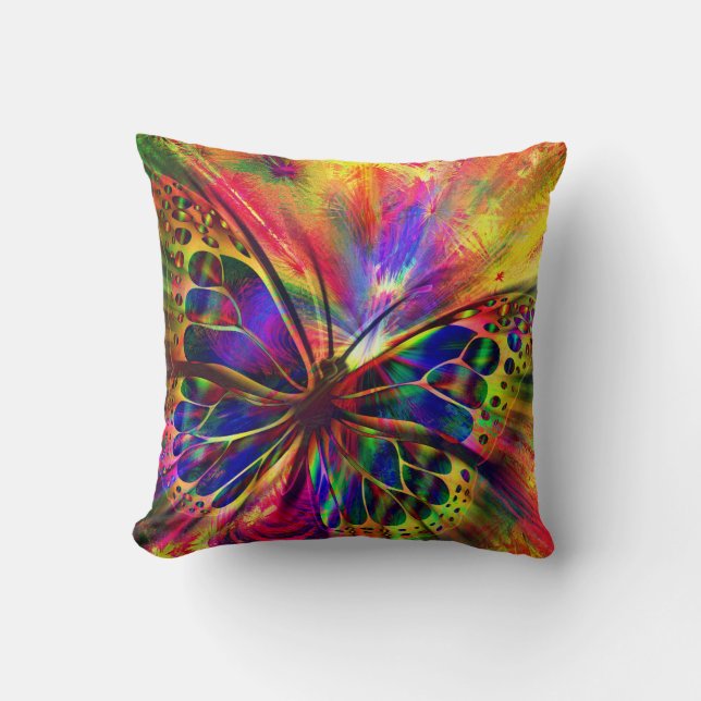 Coussin Papillon brillant et coloré (Recto)