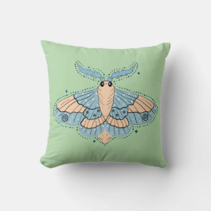 Coussin Papillon Céleste Fantaisiste — Bleu Douce et Pêche
