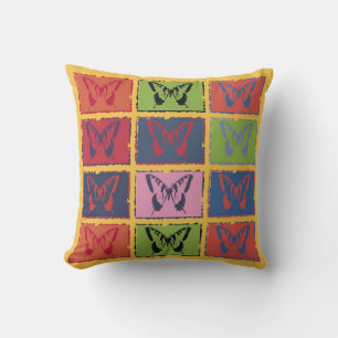 Coussin Papillon coloré vintage Art 2