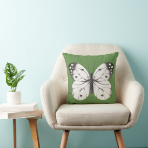 Coussin Papillon d'aquarelle noir et blanc