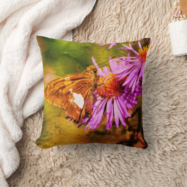 Coussin Papillon de la dame peint Fleur d'aster sauvage Ab (Couverture)