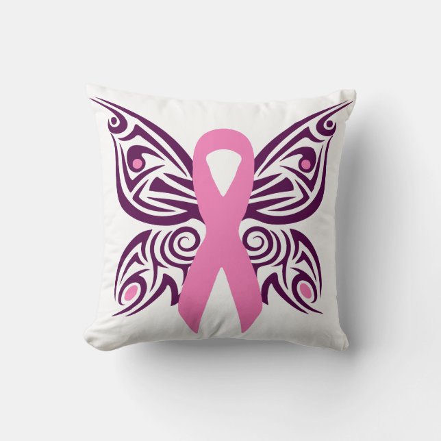 Coussin Papillon de sensibilisation au cancer du sein (Recto)