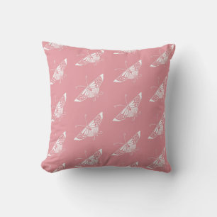 Coussin Papillon déco stylisé - coquille rose