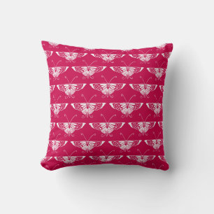 Coussin Papillon déco stylisé - rose fuchsia