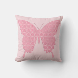 Coussin Papillon en papier peint - rose clair