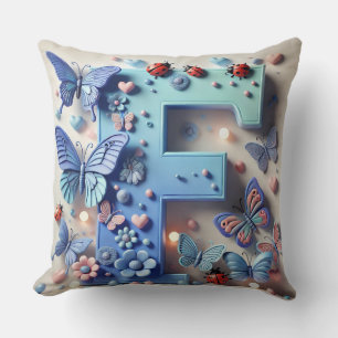 Coussin Papillon F Dame à points Monogramme