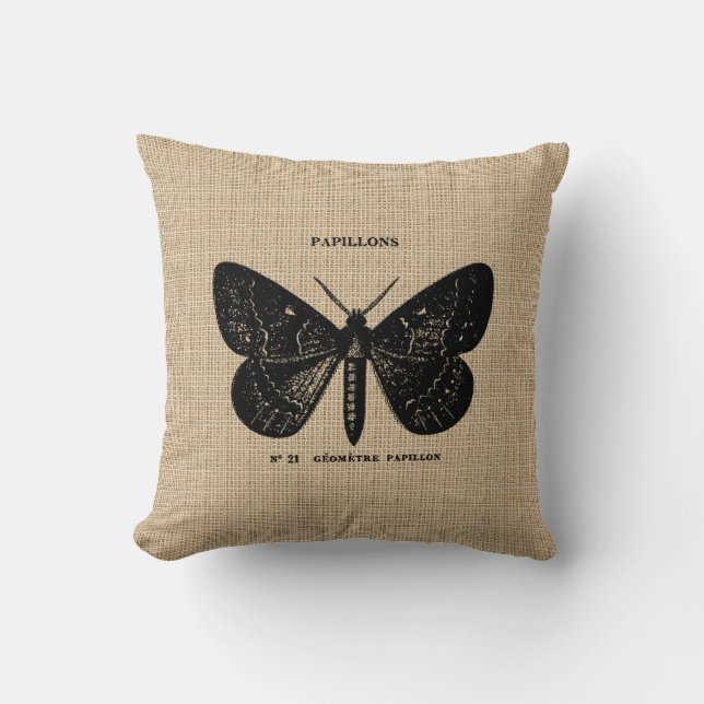 Coussin papillon français vintage (Recto)