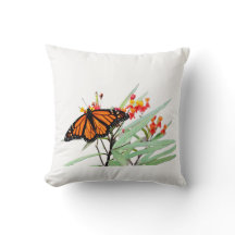 Papillon Monarque sur les fleurs de Milkweed, blan