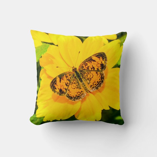 Coussin Papillon Nature brillant Poly Jaune Jaune Jailliss (Recto)