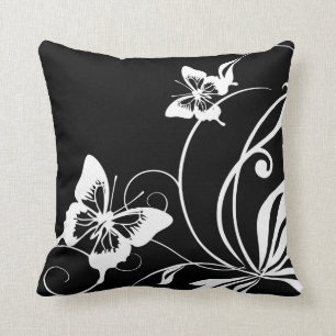 Coussin Papillon noir et blanc