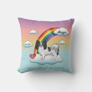 Coussin Papillon noir et blanc Chien mignon Arc-en-ciel Mé