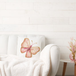 Coussin Papillon rose