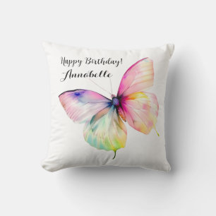 Coussin Papillon rose délicat dans les couleurs pastel arc