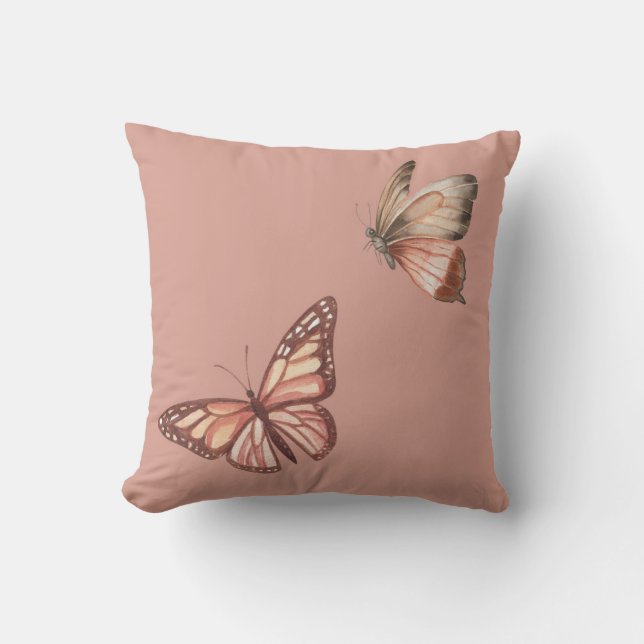 Coussin Papillon rose Pastel Jeu d'oreiller (Recto)