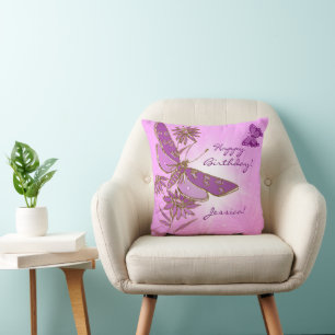 Coussin Papillon rose Pastel Jeu d'oreiller
