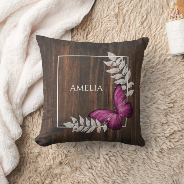 Coussin Papillon rose rustique Lancer l'oreiller (Couverture)