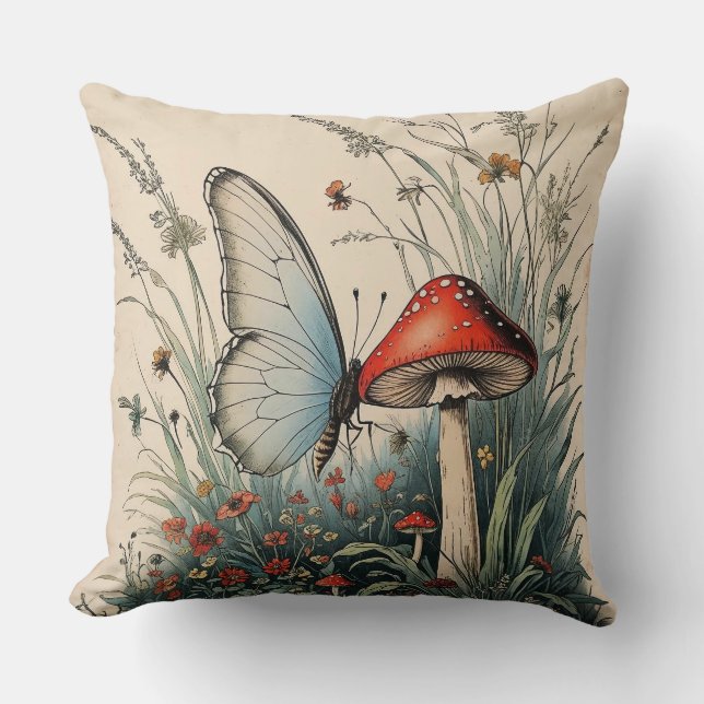 Coussin Papillon sous la Fleur (Recto)