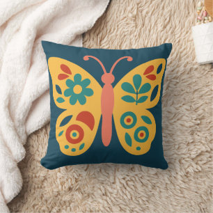Coussin Papillon stylisé inspiré de la nature avec des élé