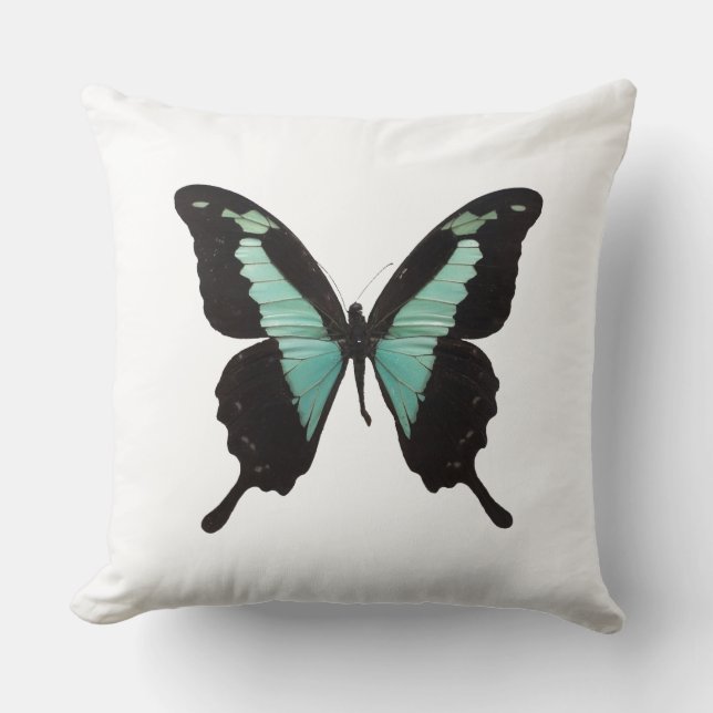 Coussin Papillon tropical Turquoise (Recto)