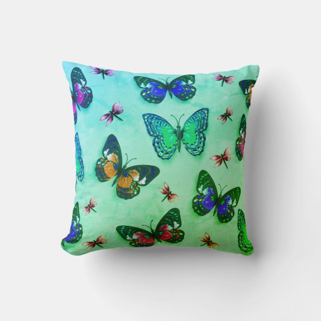 Coussin Papillon vert teint Cravate à imprimer Jeu d'oreil (Recto)