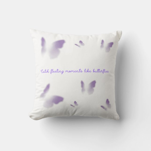 Coussin papillon violet avec devis inspirant (Recto)