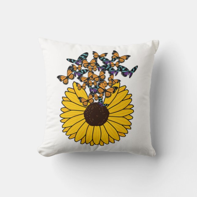 Coussin Papillons au tournesol (Recto)