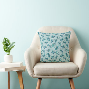 Coussin Papillons de Bugs Doodle - turquoise - motif.