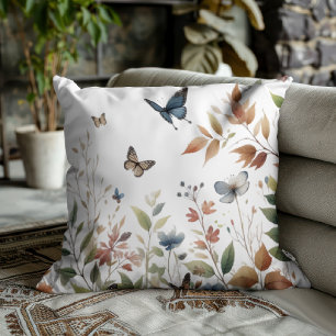 Coussin Papillons élégants avec feuillage luxuriant