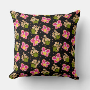 Coussin Papillons et fleurs