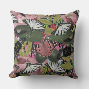 Coussin Papillons Feng Shui Motif tropical floral