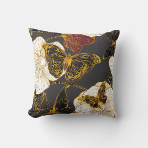 Coussin Papillons & Fleurs : Motif Boho de printemps