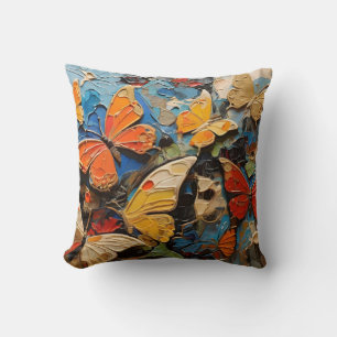Coussin Papillons Mouches Parmi La Peinture Naturelle Vibr