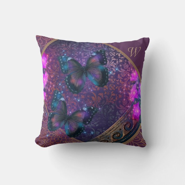 Coussin Papillons Romantiques Violet Fantasia Jeter Oreill (Recto)
