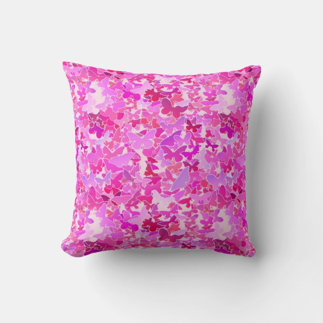 Coussin Papillons, violet, lavande, rose (Recto)