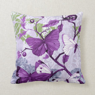 Coussin Papillons violets sur une branche