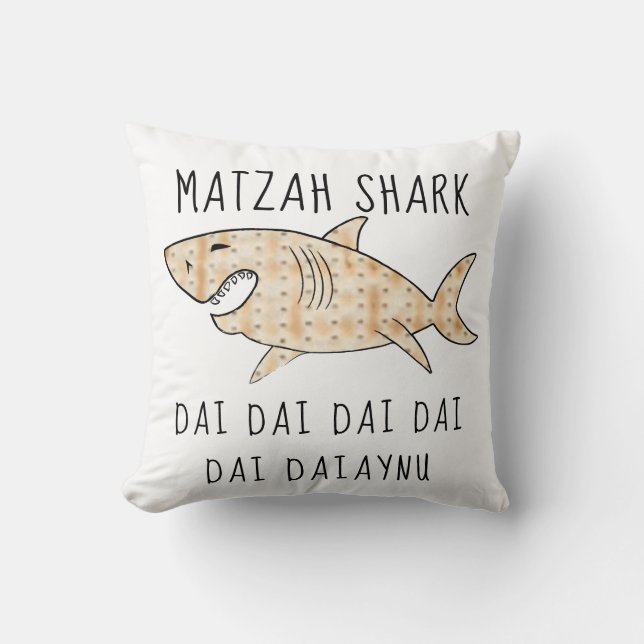 Coussin Pâque 16 x 16 Daiaynu Matzah Requin (Recto)