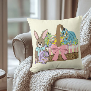Coussin Pâques Panier Dragons Oeufs