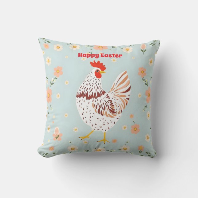 Coussin Pâques Vintage Vacances au poulet (Recto)