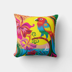 Coussin Paradis du perroquet tropical