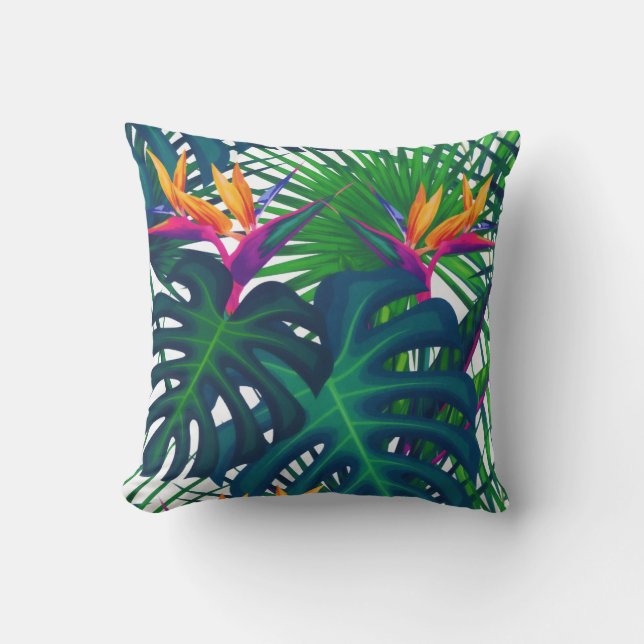 Coussin Paradis Feuille de la jungle tropicale (Recto)